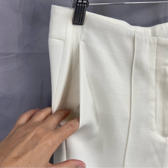 NWT Massimo Dutti White High Waisted Flat Front / Front Seam Trousers Pants - Picture 2 of 8
